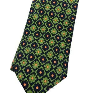 J. Crew Mod Floral Green Blue Silk Tie